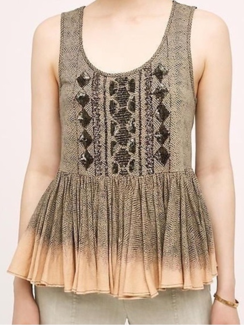 < Anthropologie Akemi + Kin Sequin Ombré Peplum Tank Top > - Picture 5 of 5